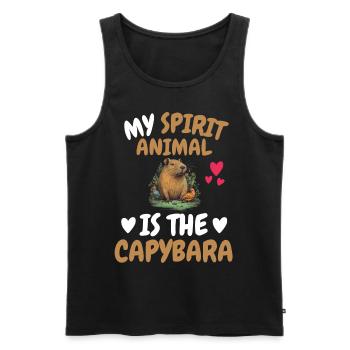 Mon don animal spirituel Zoo Animal Capybara - Débardeur bio Premium Homme - noir - Devant - Michal (187cm)