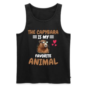 Capybara Animal Cadeau Animal Préféré Capybara - Débardeur bio Premium Homme - noir - Devant - AI Model Male 178 light (178cm)