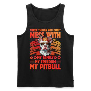 Ne plaisante pas avec mon Pitbull ma famille ma liberté - Débardeur bio Premium Homme - noir - Devant - Michal (187cm)