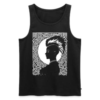 Fantasy Post Punk Celtic Tribal Art Batcave Girl - Débardeur bio Premium Homme - noir - Devant - AI Model Male 178 light (178cm)