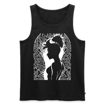 Fantasy Post Punk Celtic Tribal Art Batcave Girl - Débardeur bio Premium Homme - noir - Devant - AI Model Male 178 light (178cm)