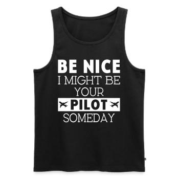 Be nice i might be your Airplanepilot - Männer Premium Bio Tank Top - Schwarz - Vorne - AI Model Male 178 light (178cm)