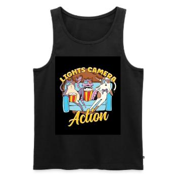 Ligts Camera Action - Men's Premium Organic Tank Top - black - Front - AI Model Male 178 light (178cm)