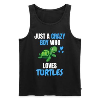 Crazy Young Sea Animal Gift Turtle - Men's Premium Organic Tank Top - black - Front - AI Model Male 178 light (178cm)
