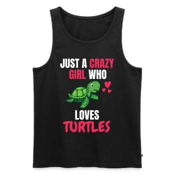 Crazy Girl Ocean Animal Gift Turtle - Men's Premium Organic Tank Top - black - Front - Michal (187cm)