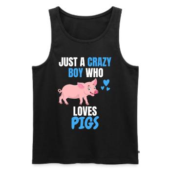 Farm Animal Farmer Boys Gift Pig - Men's Premium Organic Tank Top - black - Front - AI Model Male 178 light (178cm)