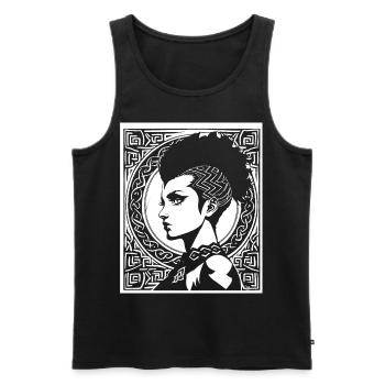 Fantasy Post Punk Celtic Tribal Art Batcave Girl - Débardeur bio Premium Homme - noir - Devant - AI Model Male 178 light (178cm)