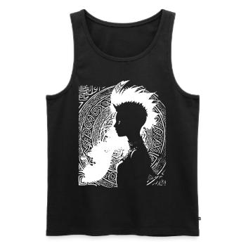 Fantasy Post Punk Celtic Tribal Art Batcave Girl - Débardeur bio Premium Homme - noir - Devant - AI Model Male 178 light (178cm)