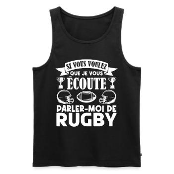 Rugbyman cadeau. Cadeau fan du rugby. joueur rugby - Débardeur bio Premium Homme - noir - Devant - Michal (187cm)