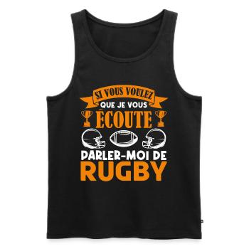 Rugbyman cadeau Cadeau fan du rugby. joueur rugby - Débardeur bio Premium Homme - noir - Devant - Michal (187cm)
