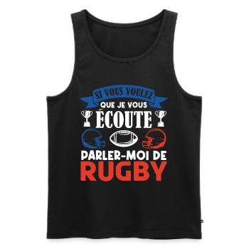 Rugbyman cadeau. Cadeau fan du rugby. joueur rugby - Débardeur bio Premium Homme - noir - Devant - Michal (187cm)