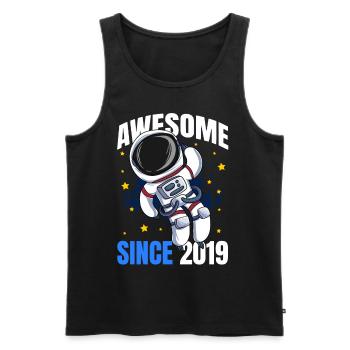 Génial depuis 2019 - 4ème anniversaire d’astronaute - Débardeur bio Premium Homme - noir - Devant - AI Model Male 178 light (178cm)