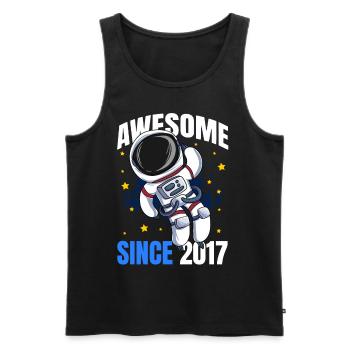 Génial depuis 2017 - 6ème anniversaire d’astronaute - Débardeur bio Premium Homme - noir - Devant - AI Model Male 178 light (178cm)