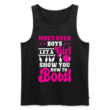 Move over Boys lik a Girl vous montrer comment jouer au bowling - Débardeur bio Premium Homme - noir - Devant - Michal (187cm)