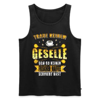 Geselle Kaffee Handwerker Spruch - Männer Premium Bio Tank Top - Schwarz - Vorne - Michal (187cm)