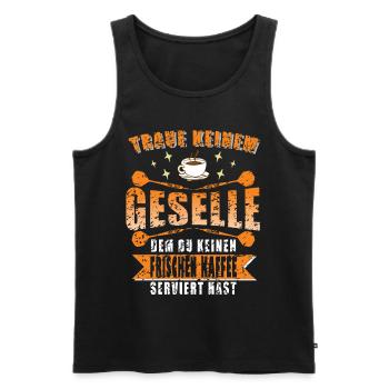 Lehrjahre Geselle Kaffee Dart - Männer Premium Bio Tank Top - Schwarz - Vorne - Michal (187cm)