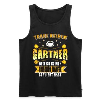 Garten arbeiten Kaffee trinken - Gärtner Spruch - Männer Premium Bio Tank Top - Schwarz - Vorne - Michal (187cm)
