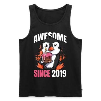Génial depuis 2019 - 4ème anniversaire de pingouin - Débardeur bio Premium Homme - noir - Devant - AI Model Male 178 light (178cm)