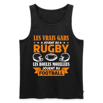 Cadeau rugbyman, cadeau Fan de rugby.Rugby. - Débardeur bio Premium Homme - noir - Devant - Michal (187cm)