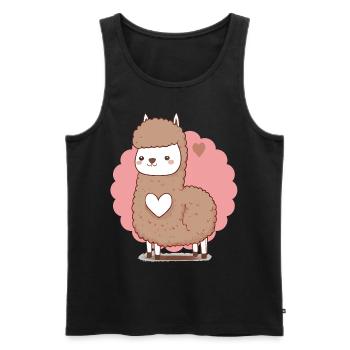 Animaux de la Saint-Valentin Mignon Alpaga Llama Coeur - Débardeur bio Premium Homme - noir - Devant - Michal (187cm)