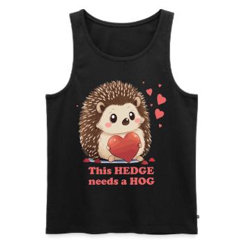 Hedge Needs Hog Cute Hedgehog Valentines Day Cotta - Männer Premium Bio Tank Top - Schwarz - Vorne - AI Model Male 178 light (178cm)