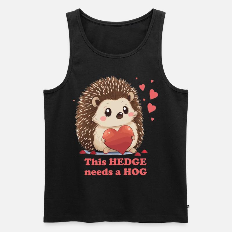 Hedge Needs Hog Cute Hedgehog Valentines Day Cotta - Männer Premium Bio Tank Top - Schwarz