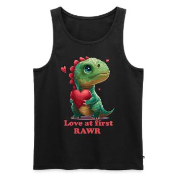 Love at First Rawr Valentines Day Cute Dino Heart - Men's Premium Organic Tank Top - black - Front - AI Model Male 178 light (178cm)