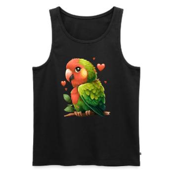 Cute Parrot Green Red Budgie Valentines Day Pet Bi - Men's Premium Organic Tank Top - black - Front - Michal (187cm)
