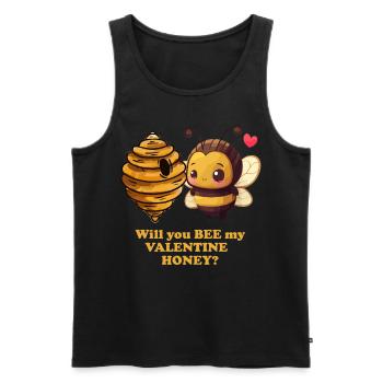 Drôle d’abeille Ma Saint-Valentin Chérie Mignonne Saint-Valentin C - Débardeur bio Premium Homme - noir - Devant - Michal (187cm)