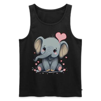 Cute Elephant Valentines Day Heart Kawaii Animal L - Men's Premium Organic Tank Top - black - Front - AI Model Male 178 light (178cm)