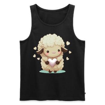 Kawaii Sheep Valentines Day Heart Designs Cute She - Débardeur bio Premium Homme - noir - Devant - AI Model Male 178 light (178cm)