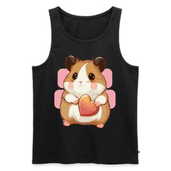 Hamster mignon Saint Valentin Kawaii Animal de compagnie Rongeur Écouter - Débardeur bio Premium Homme - noir - Devant - Michal (187cm)