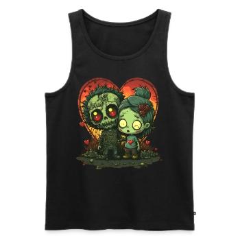 Cute Chibi Zombie Corpse Horror Apocalyptic Valent - Männer Premium Bio Tank Top - Schwarz - Vorne - AI Model Male 178 light (178cm)