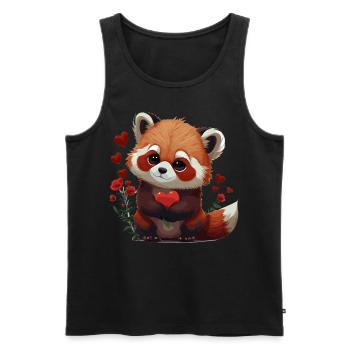 Mignon panda rouge Saint-Valentin Roses amoureux des animaux - Débardeur bio Premium Homme - noir - Devant - Michal (187cm)