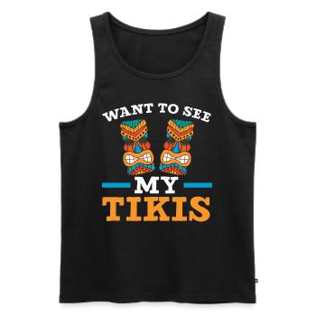 Do you want to see my tikis? Hawaiian luau-pa - Men's Premium Organic Tank Top - black - Front - AI Model Male 178 light (178cm)