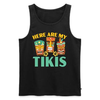 Here are my Tikis Hawaiian Luau Party Tik - Men's Premium Organic Tank Top - black - Front - AI Model Male 178 light (178cm)