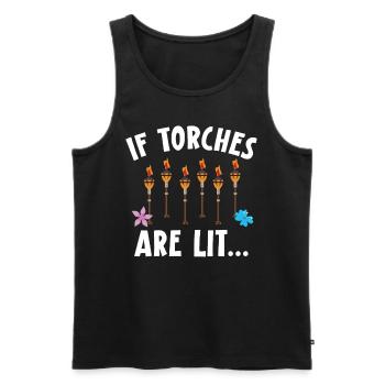 When Torches Burn Hawaiian Luau Party Tiki - Men's Premium Organic Tank Top - black - Front - AI Model Male 178 light (178cm)