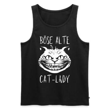 Böse alte Cat-Lady - Grinsekatze Lustiger Spruch - Männer Premium Bio Tank Top - Schwarz - Vorne - AI Model Male 178 light (178cm)