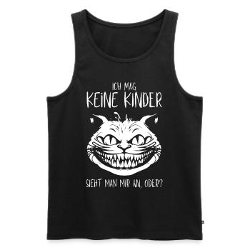 Ich mag keine Kinder - Grinsekatze Lustiger Spruch - Männer Premium Bio Tank Top - Schwarz - Vorne - Michal (187cm)