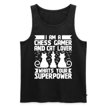 I'm a Chess Gamer and Cat lover - Men's Premium Organic Tank Top - black - Front - Michal (187cm)