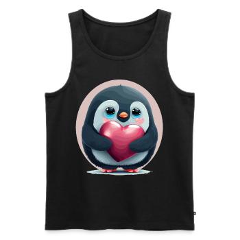 Mignon Penguin Heart Kawaii Valentines Day Couples - Débardeur bio Premium Homme - noir - Devant - Michal (187cm)