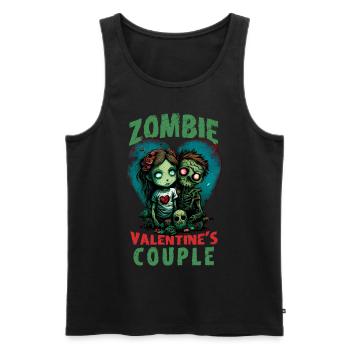 Zombie Valentines Couple Cute Anime Chibi Zombies - Men's Premium Organic Tank Top - black - Front - AI Model Male 178 light (178cm)