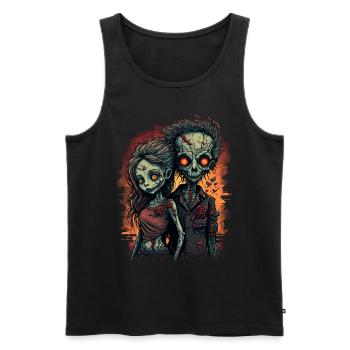 Couple de zombies effrayant Horreur apocalyptique Valentin ' - Débardeur bio Premium Homme - noir - Devant - Michal (187cm)