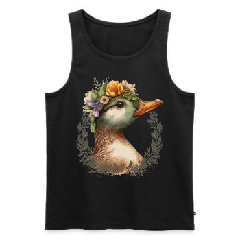 Duck Flower Crown Floral Farm Animal Ducks - Men's Premium Organic Tank Top - black - Front - Michal (187cm)
