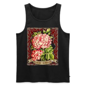 Rose antique botanical illustration Bordeaux rose - Men's Premium Organic Tank Top - black - Front - AI Model Male 178 light (178cm)