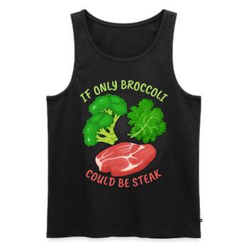 Brokkoli, Steak, lustiger Spruch für Fleischesser - Männer Premium Bio Tank Top - Schwarz - Vorne - AI Model Male 178 light (178cm)