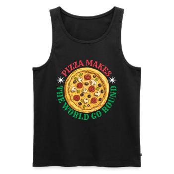 Pizza de style comique, dicton pour les fans de pizza - Débardeur bio Premium Homme - noir - Devant - AI Model Male 178 light (178cm)