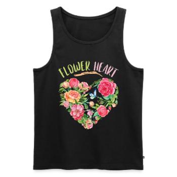 Romantisches Herz mit Blumen Aquarell Valentinstag - Männer Premium Bio Tank Top - Schwarz - Vorne - Michal (187cm)