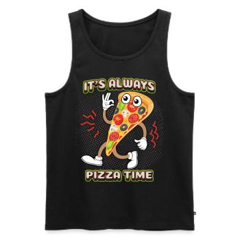 Pizza comique, drôle de dicton de pizza, pizza de dessin animé - Débardeur bio Premium Homme - noir - Devant - AI Model Male 178 light (178cm)