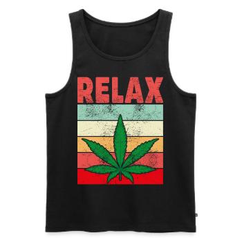 RELAX - Débardeur bio Premium Homme - noir - Devant - Michal (187cm)